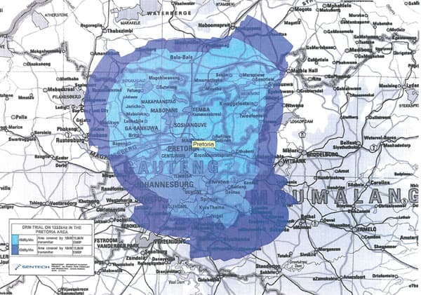 Coverage map from a DRM SA field trial